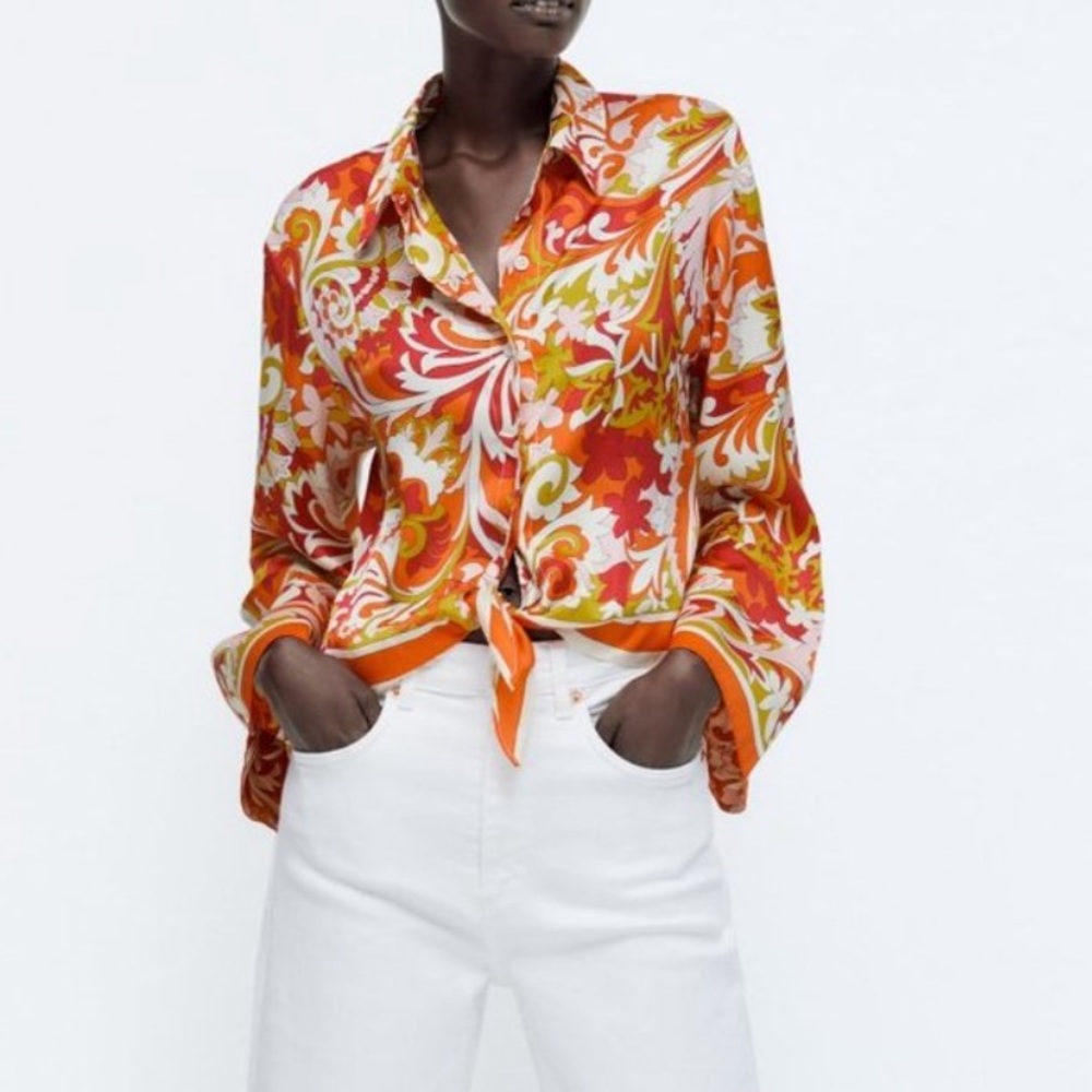 ZARA KNOTTED PRINTED SHIRT‎